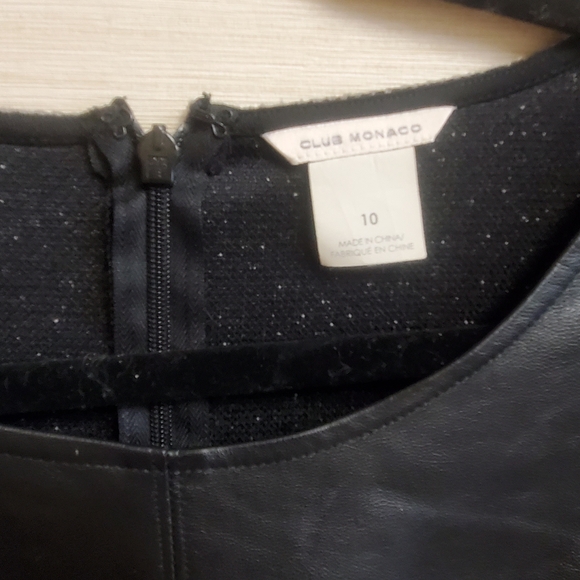 Club Monaco 100% real leather front black and mottled grey dress Size 10 - Picture 4 of 5